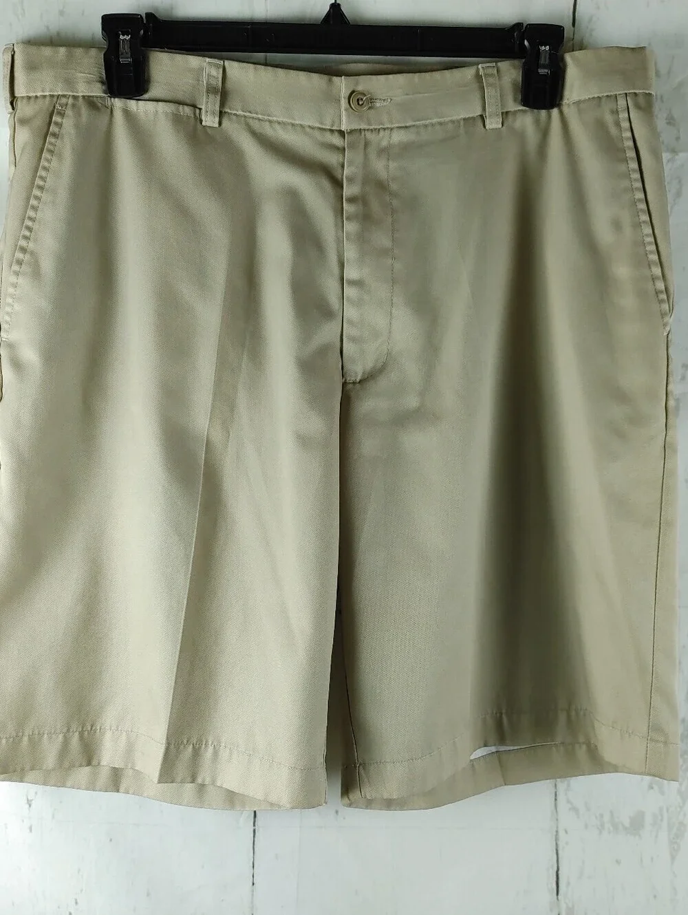 Ben Hogan Performance Golf Shorts Mens Khaki Beige Flat Front Casual 38